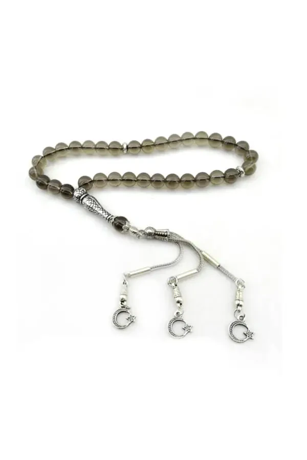 Certified Smoky Quartz Natural Stone Prayer Beads (8 mm) - 1