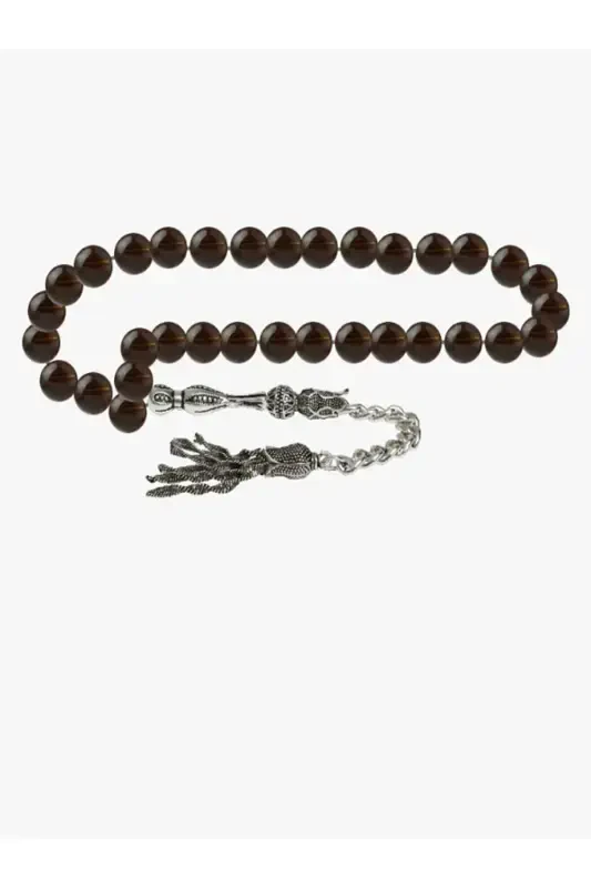 Certified Smoky Quartz Natural Stone Rosary 8mm-tesbihrenk10 - 2