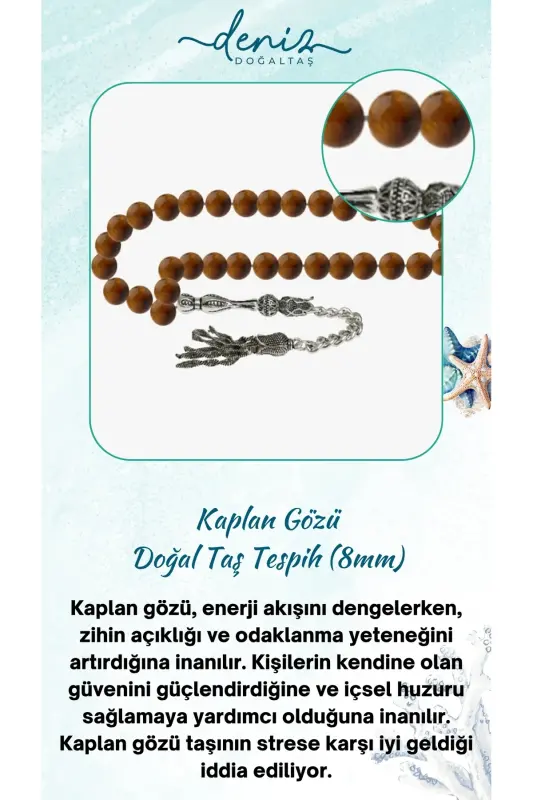 Certified Tiger's Eye Natural Stone Rosary 8mm-rosarycolor18 - 1