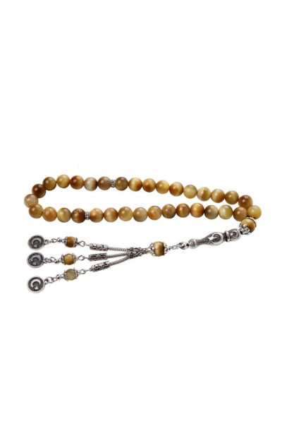 Certified Tiger's Eye Star and Crescent Tassel Natural Stone - SAFF DOĞAL TAŞ