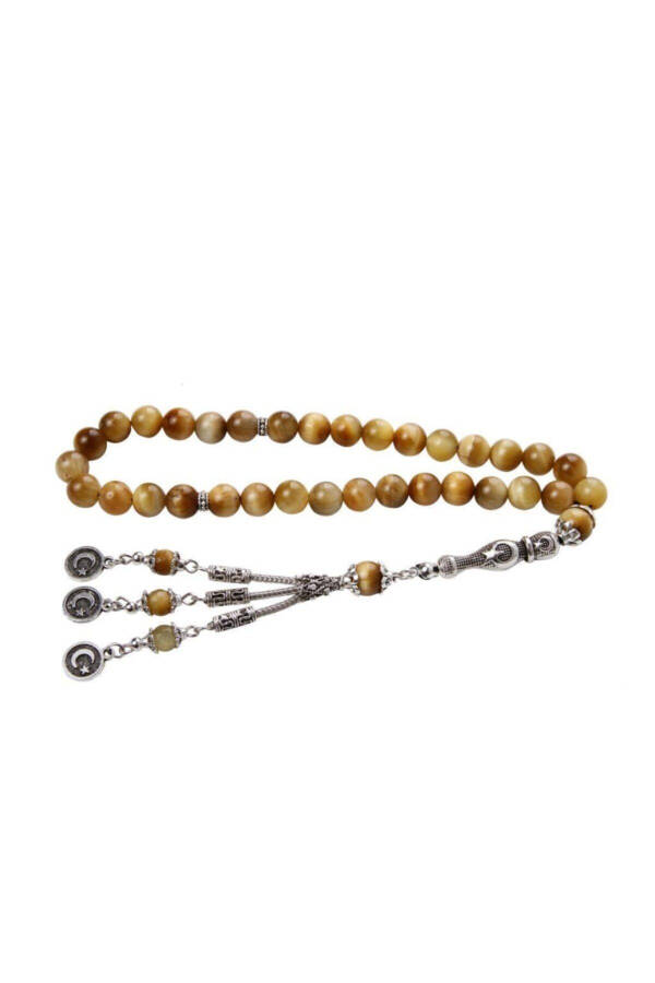 Certified Tiger's Eye Star and Crescent Tassel Natural Stone - 1