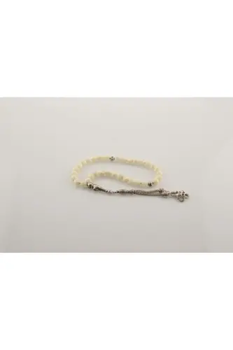 Certified White Mother of Pearl Natural Stone Tasbih 6 Mm, T188 - OSMANLI DEĞERLİ TAŞ (1)