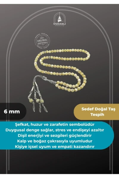 Четки из натурального камня, 6 мм, 99 жемчужных - OSMANLI DOĞAL TAŞ