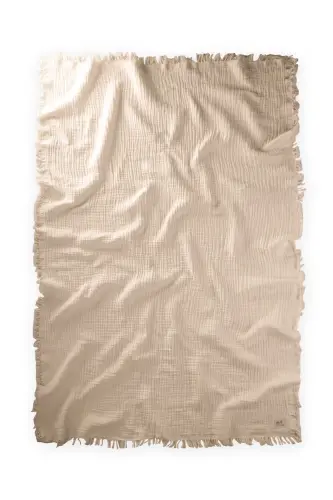 Четырехслойное одеяло с кистями 80X120 см Песочный - ПЕСОЧНЫЙ - 2