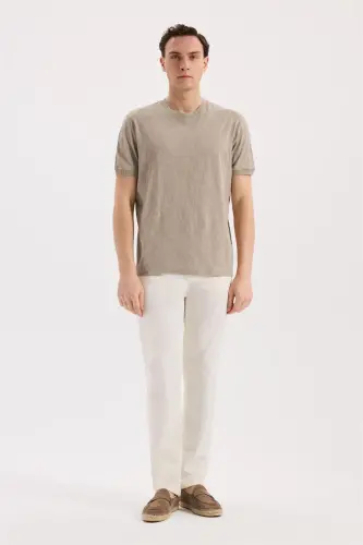 Vizon Slim Fit Bisiklet Yaka Desenli %100 Pamuk T-Shirt - 2