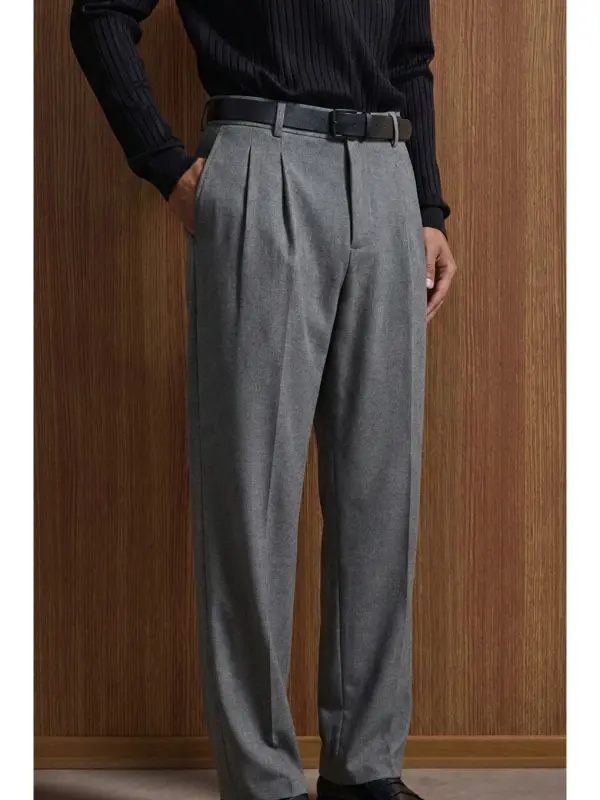 Erkek Baggy Fit Kumaş Pantolon Antrasit-Antrasit - 1