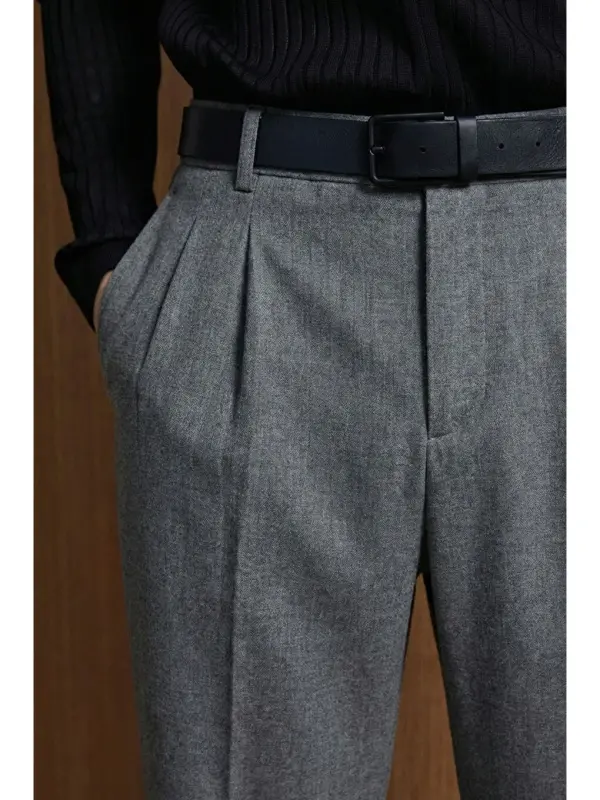 Erkek Baggy Fit Kumaş Pantolon Antrasit-Antrasit - 2