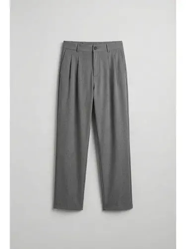Erkek Baggy Fit Kumaş Pantolon Antrasit-Antrasit - 5