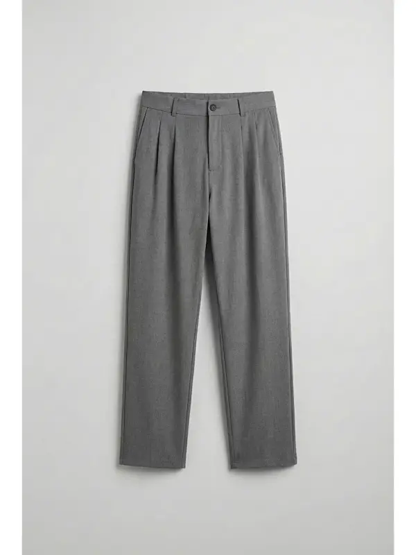 Erkek Baggy Fit Kumaş Pantolon Antrasit-Antrasit - 5