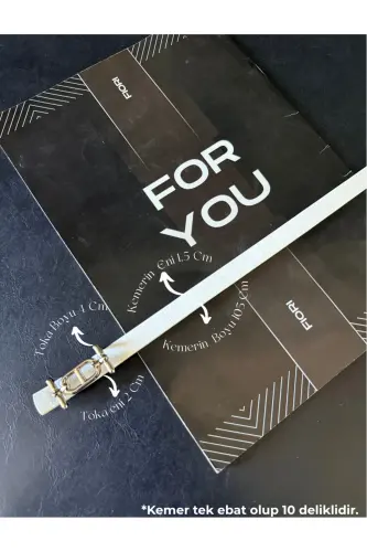 Gümüş Tokalı Ince Kadın Kemer, Pantolon Kemeri, Gömlek Kemeri, Ceket Kemeri - Beyaz-Silver 