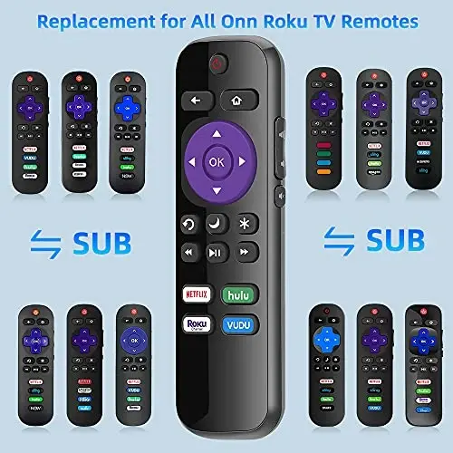 Gvirtue Replacement Remote Control Compatible for All Onn Roku Smart TV, Universal for Onn Roku TV Remote, for 24” 32” 40” 43” 50” 55” 58” 65” 70” Roku TV with Netflix Hulu Vudu Button - GVIRTUE (1)