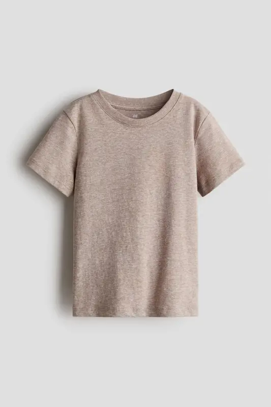 Pamuklu Tişört - Toprak rengi kırçıllı - H&M