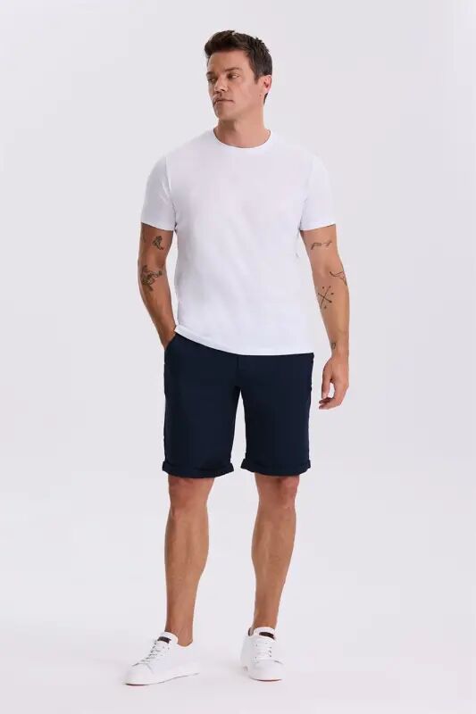 3'lü Paket Basic Slim Fit Siyah Beyaz Lacivert %100 Pamuk Bisiklet Yaka T-Shirt - 3