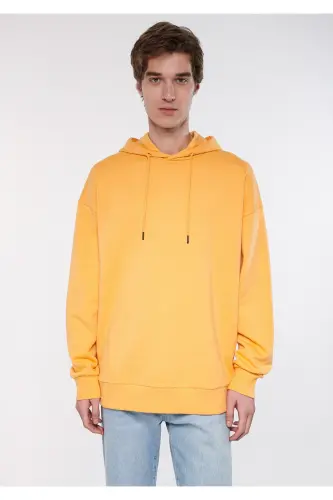 Kapüşonlu Turuncu Basic Sweatshirt 0610062-71399 - Turuncu-71399 - MAVI (1)