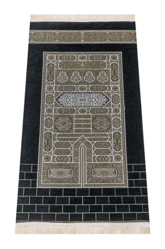 Kabe Desenli Ultra Plus Siyah Şönil Seccade 18 - Desen 5 