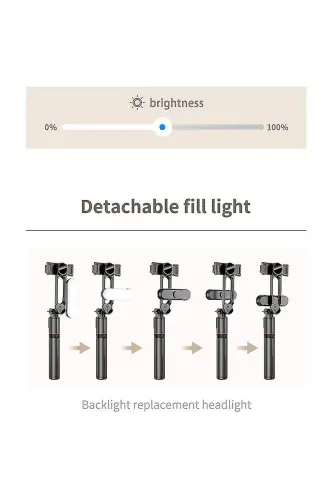 Siyah Led Işıklı Selfie Çubuğu Kablosuz Tripot Selfie Monopod Selfie Stick - L15 - 3