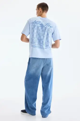 Loose Fit Baskılı Tişört - Açık mavi/Ashbury House - 1