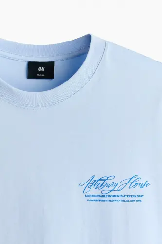 Loose Fit Baskılı Tişört - Açık mavi/Ashbury House - 7