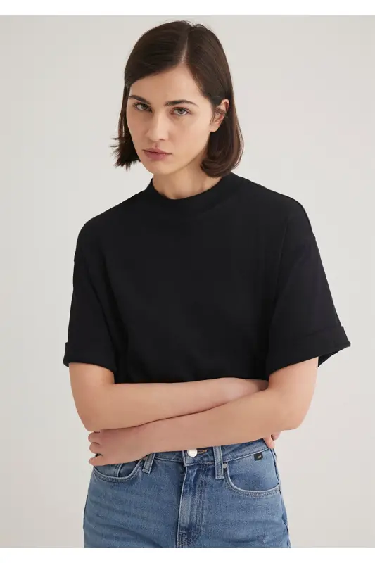 Siyah Basic Tişört Oversize / Geniş Kesim 1612907-900 - Siyah-900 - 2