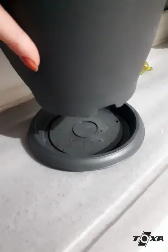 0.6 Litre Antrasit Gri Tabaklı Mat Plastik Küçük Boy Yuvarlak Saksı Villa No1 Ø12,5x10,2cm - 0,6L - 5