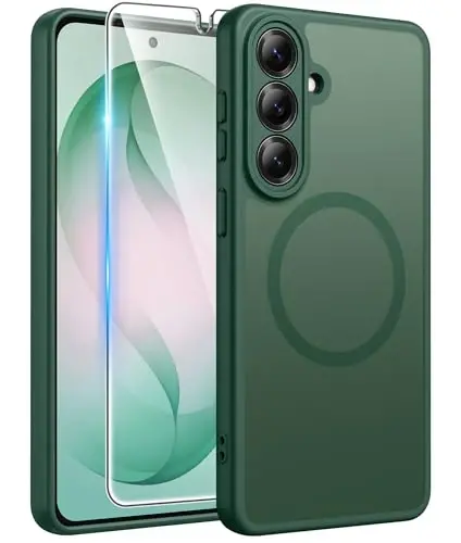 FNTCASE for Samsung Galaxy S26 Plus Case, Fit for Magsafe, Screen Protector | Full Camera Protection, Translucent Matte, 14FT Military Grade Drop Proof, Shockproof Protective Phone Cover, Green 