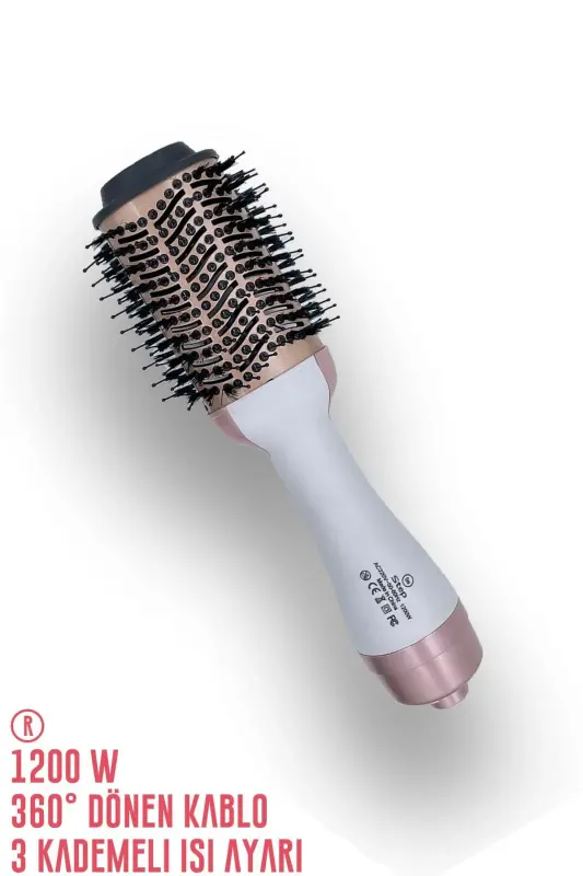Saç Şekillendirici Ve Saç Düzleştirici Fön Tarağı Yeni Model Beyaz Renk - Beyaz - 8