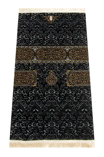 Kabe Desenli Ultra Plus Siyah Şönil Seccade 6 - Desen 1 