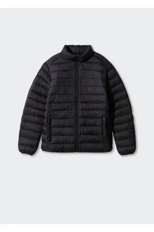 Yandan fermuarlı kapitone anorak - Siyah - 3