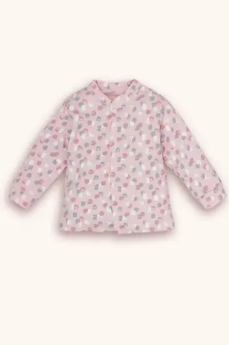 Desenli Şapkalı Çıtçıtlı Üst Ve Pantolon 3lü Takım - pembe - BEBIZU (1)