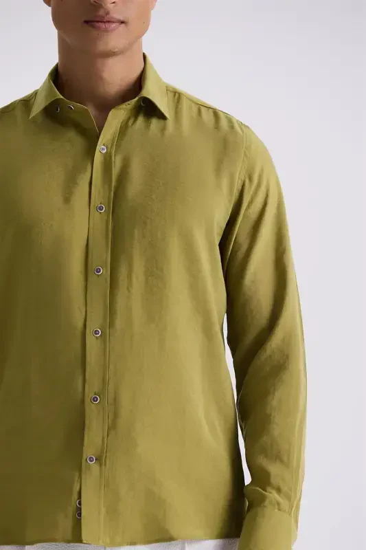 Ceviz Comfort Fit Düğmeli Yaka Gömlek - 3