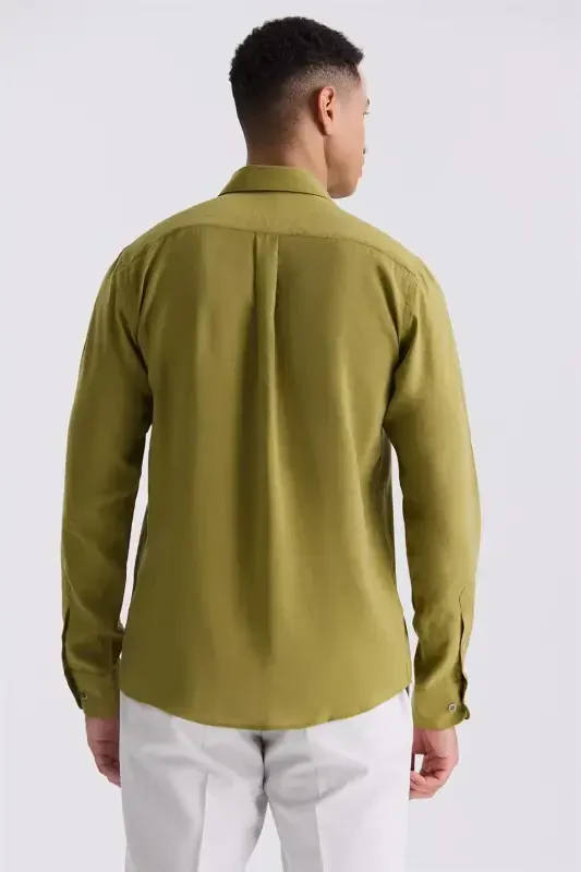 Ceviz Comfort Fit Düğmeli Yaka Gömlek - 4