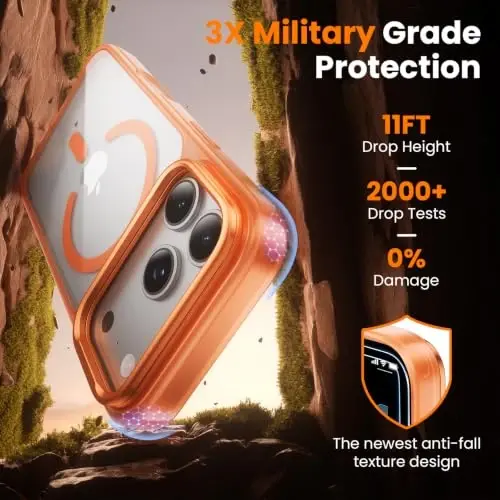 Чехол 3-в-1 для iPhone 17 Pro Max с подставкой для камеры [защитная пленка для экрана][крышка для управления камерой], совместим с MagSafe, защита от падений, ударопрочный, полупрозрачный чехол для 17 Pro Max (оранжевый) - 5