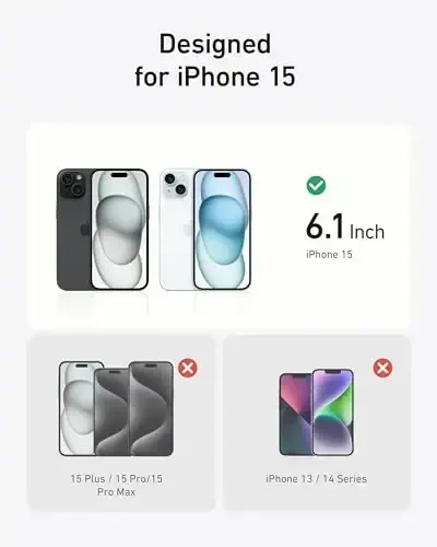 Чехол Anker для iPhone 15, совместимый с MagSafe, военного класса, устойчивый к пожелтению, устойчивый к царапинам, магнитный чехол для iPhone 15, классический, прозрачный - 6