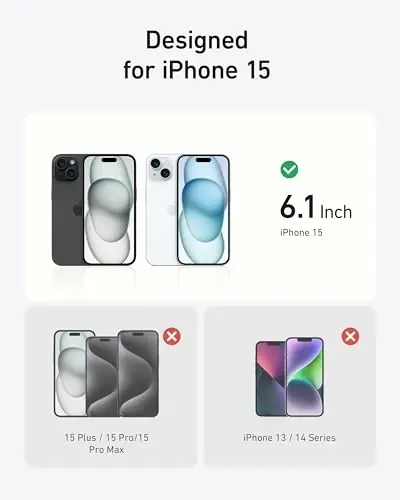 Чехол Anker для iPhone 15, совместимый с MagSafe, военного класса, устойчивый к пожелтению, устойчивый к царапинам, магнитный чехол для iPhone 15, классический, прозрачный - 6