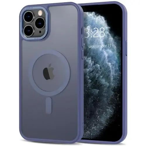 Чехол Anuck для iPhone 11 Pro Max с поддержкой MagSafe, мягкий бампер из TPU, полупрозрачная матовая задняя панель, тонкий ударопрочный защитный чехол для мужчин, женщин и девочек — синий - 1