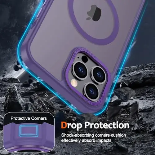 Чехол Anuck для iPhone 11 с магнитом, совместимый с MagSafe, мягкий бампер из TPU, жесткая полупрозрачная матовая задняя панель, тонкий ударопрочный защитный чехол для мужчин, женщин и девушек — темно-фиолетовый - 4