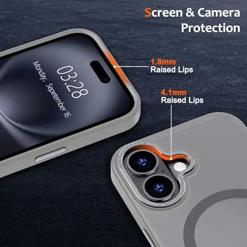 Чехол Anuck для iPhone 16, магнитный, совместим с MagSafe, мягкий бампер из TPU, жесткая полупрозрачная матовая задняя панель, тонкий ударопрочный защитный чехол для мужчин, женщин и девочек — серый - 3