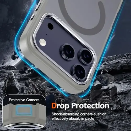 Чехол Anuck для iPhone 17 Pro с поддержкой MagSafe, мягкий бампер из TPU, жесткая полупрозрачная матовая задняя панель, тонкий ударопрочный защитный чехол для мужчин, женщин и девушек — серый - 4