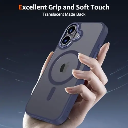 Чехол Anuck для iPhone 17 с магнитом, совместимый с MagSafe, мягкий бампер из TPU, жесткая полупрозрачная матовая задняя панель, тонкий противоударный защитный чехол для мужчин, женщин и девочек - темно-синий - 5