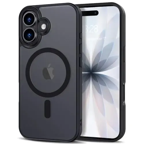 Чехол Anuck для iPhone 17 с поддержкой MagSafe, мягкий бампер из TPU, полупрозрачная матовая задняя панель, тонкий противоударный защитный чехол для мужчин, женщин и девушек — черный - ANUCK