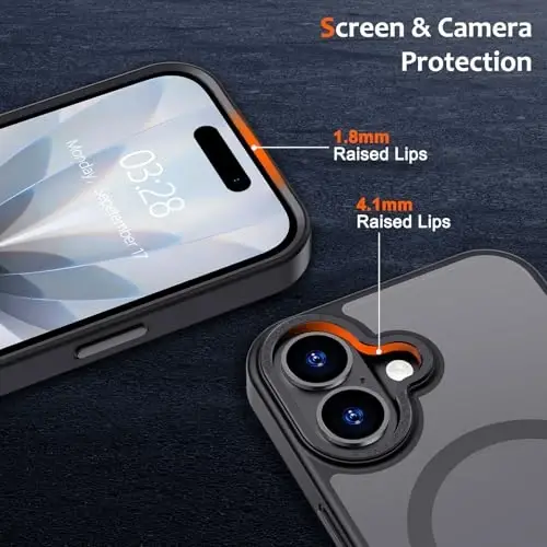 Чехол Anuck для iPhone 17 с поддержкой MagSafe, мягкий бампер из TPU, полупрозрачная матовая задняя панель, тонкий противоударный защитный чехол для мужчин, женщин и девушек — черный - 3