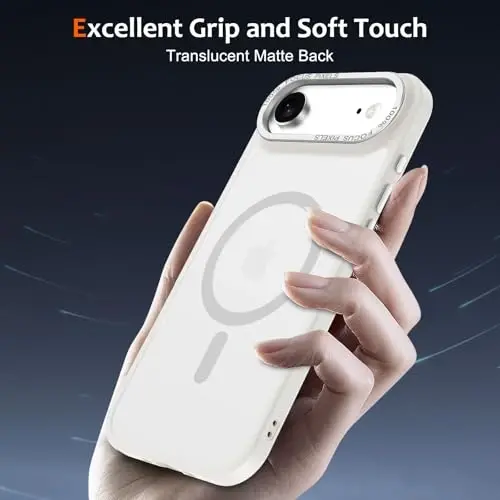 Чехол Anuck для iPhone Air, магнитный чехол, совместимый с MagSafe, мягкий бампер из TPU, жесткая полупрозрачная матовая задняя панель, тонкий ударопрочный защитный чехол 17 Air для мужчин, женщин и девочек — кремово-белый - 5