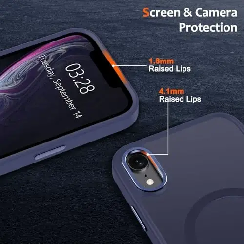 Чехол Anuck для iPhone XR с магнитной поддержкой MagSafe, мягкий бампер из TPU, жесткая полупрозрачная матовая задняя панель, тонкий ударопрочный защитный чехол для мужчин, женщин и девушек — темно-синий - 3