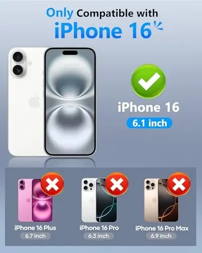 Чехол ATATOO для iPhone 16 с держателем для карт (3-5 карт), [блокировка RFID] и защитой камеры, военная защита, прочный силиконовый чехол-кошелек для iPhone 16 6.1