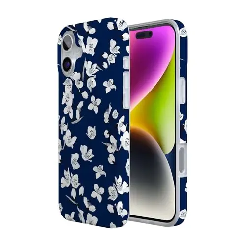 Чехол Casely для iPhone 16 | Floral Forest | Navy Cherry Blossom Floral | Совместимость с MagSafe | Классический ультратонкий дизайн - 3