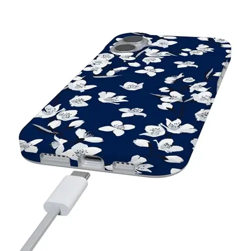 Чехол Casely для iPhone 16 | Floral Forest | Navy Cherry Blossom Floral | Совместимость с MagSafe | Классический ультратонкий дизайн - 5