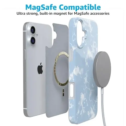 Чехол Casely для iPhone 16 | Light Blue Skies | Marble Clouds | Совместимость с MagSafe | Классический ультратонкий дизайн - 4