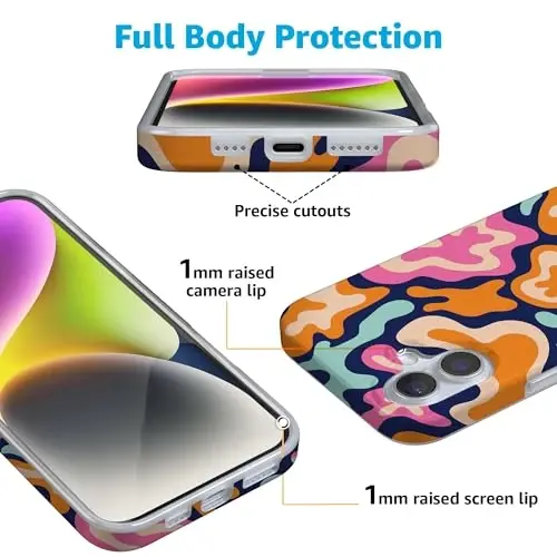 Чехол Casely для iPhone 16 | Midnight Color Splash | Абстрактное ретро | Совместимость с MagSafe | Классический ультратонкий дизайн - 2