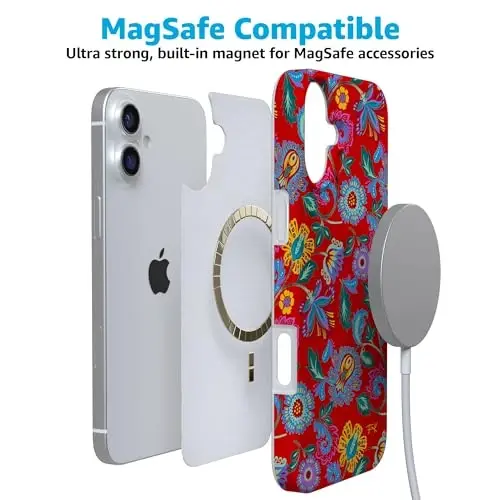 Чехол Casely для iPhone 16 | Painted Flowers | Frida Kahlo Floral | Совместимо с MagSafe | Классический ультратонкий дизайн - 4