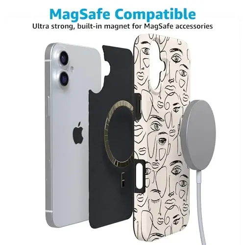Чехол Casely для iPhone 16 | We're All Human | Минималистичный арт лиц | Совместимость с MagSafe | Классический ультратонкий дизайн - 4